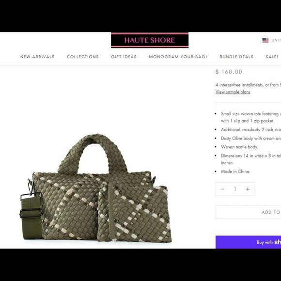 NWT HAUTE SHORE Olive and Beige Woven Bag Set Retail $160.00 - Picture 3 of 4